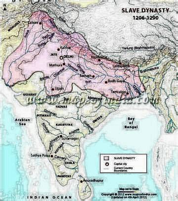 गुलाम घराण्याने स्थापन केलेल्या व काबीज केलेल्या राज्याचा नकाशा 